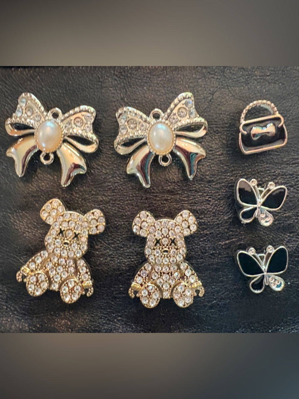 ♥️💖 NWOT Bears Bows Butterflies Gold Pearl Rhinestones Crocs Shoe or Bag Charms